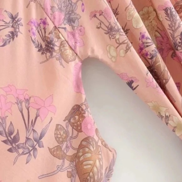 Pink Festival Bohemian Flower Floral Boho Printed Short Kimono Robe Tunic Wrap - Picture 6 of 14